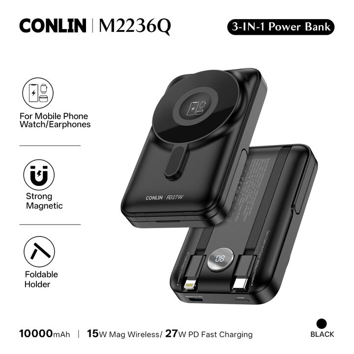 Conlin 3-in-1 Powerbank M2236Q - Black