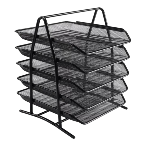 Wire Mesh 5-Tier Document Tray Black