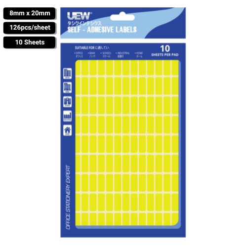 UEW Label sticker 8x20 10's Colour