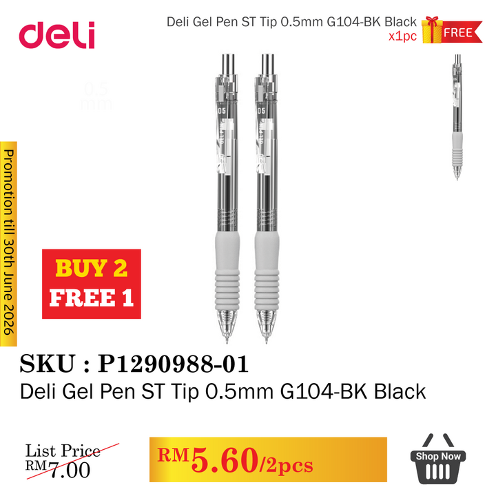 Promo@Deli Gel Pen ST Tip 0.5mm