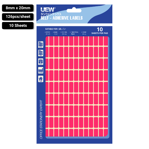 UEW Label sticker 8x20 10's Colour
