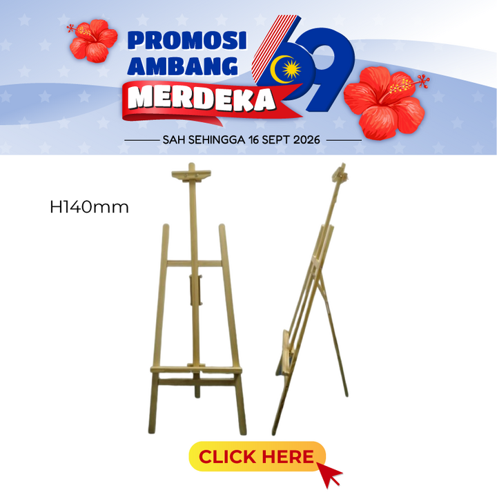 Merdeka@Wooden Easel Stand for Drawing Board H140mm