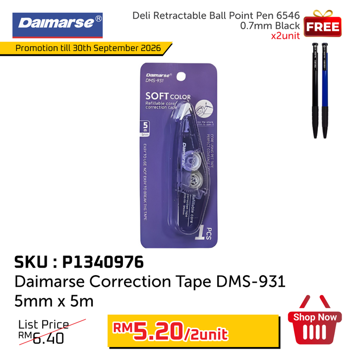Promo@Daimarse Correction Tape DMS-931 5mm x 5m