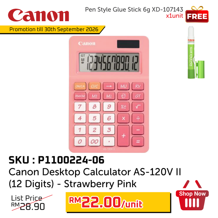 Promo@Canon Desktop Calculator AS-120V II (12 Digits)