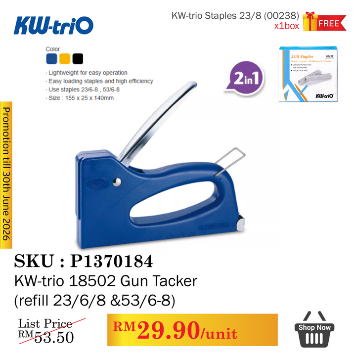 Promo@KW-trio 18502 Gun Tacker (refill 23/6/8 &53/6-8)