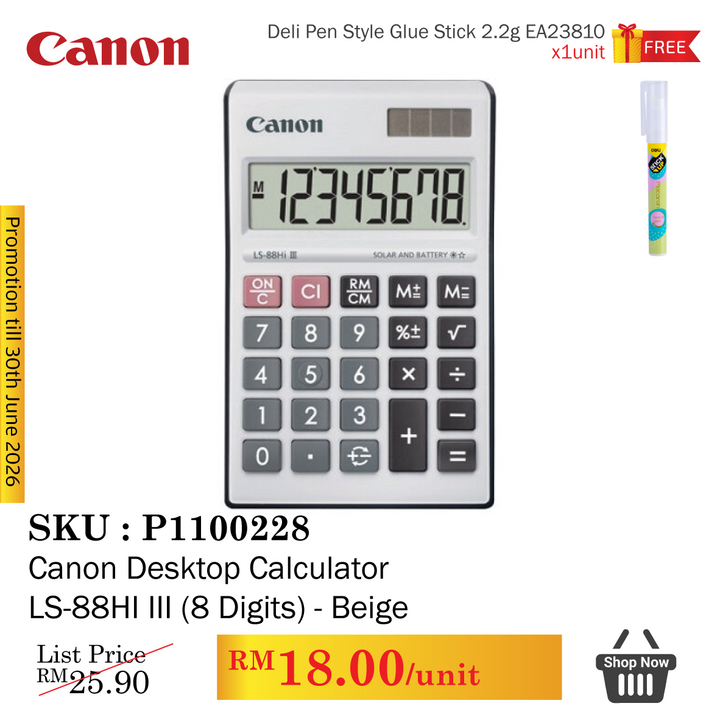 Promo@Canon Desktop Calculator LS-88HI III (8 Digits)
