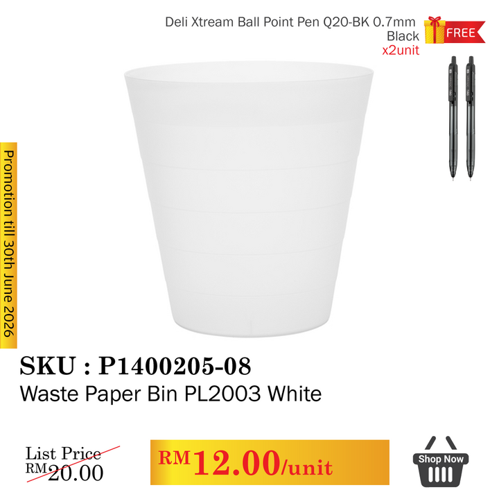 Promo@Waste Paper Bin PL2003 White