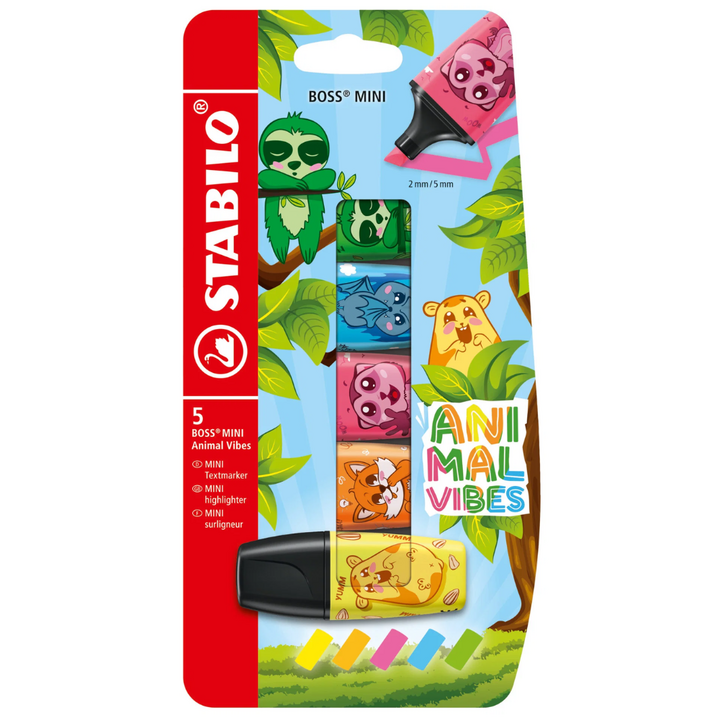 Stabilo Boss Mini Animal Vibes 5's - Mix Colour