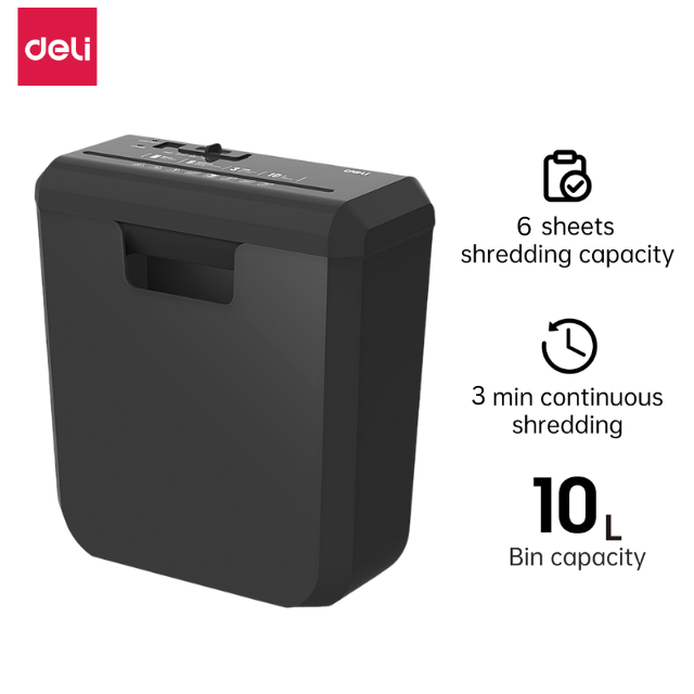 Deli Paper Shredder Cross Cut A4 6's