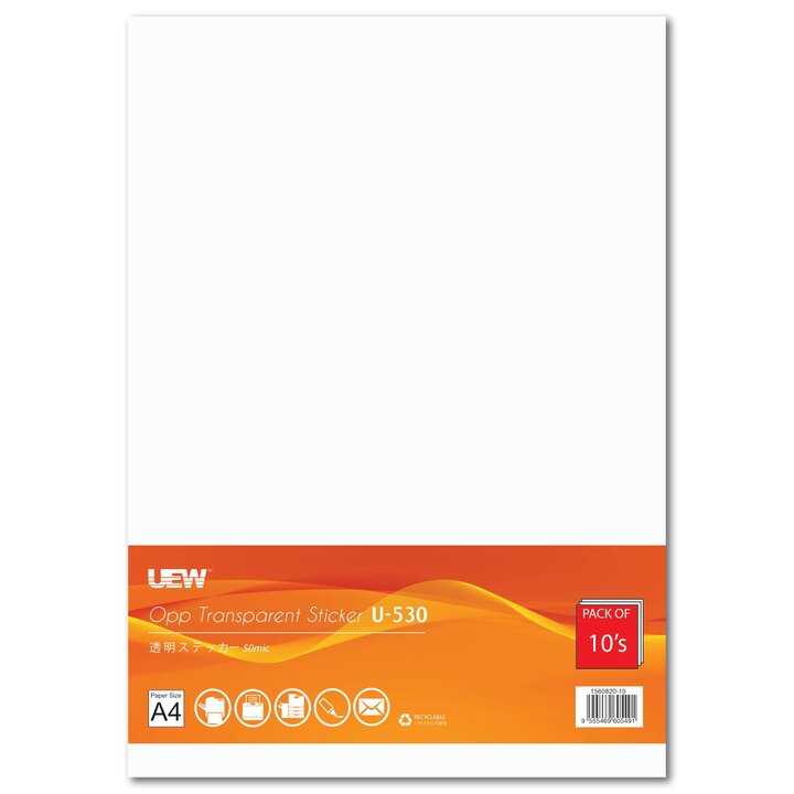 UEW Opp Transparent Sticker A4 50mic U-530