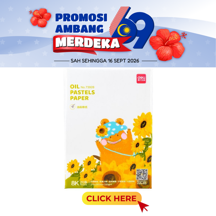 Merdeka@[Deli Oil Pastel Paper 73928 8K 20's 370x260mm 230gm]