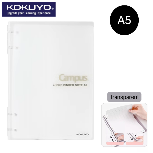 KOKUYO Campus 4 Hole Binder Notebook Line 8mm A5 40sht (WCN-CBN342T) - Transparent
