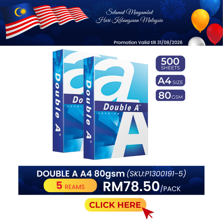 Promo@5reams DOUBLE A A4 Paper 80gsm 500's