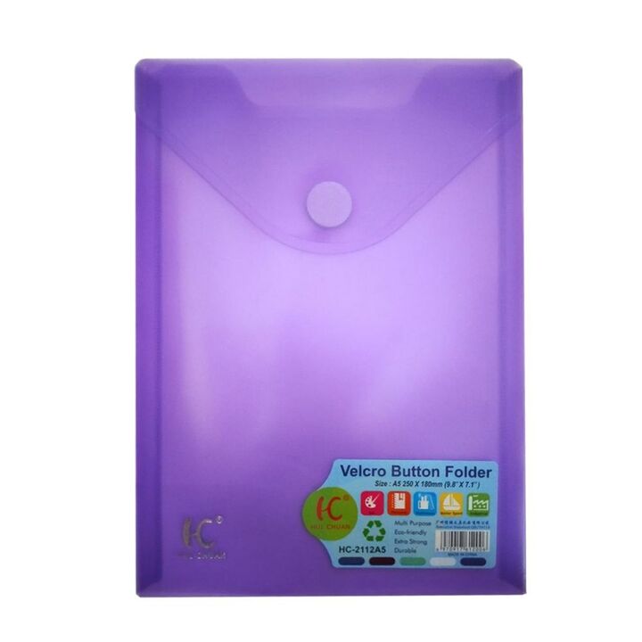 Velcro Button Folder Vertical HC-2112 A5 250x180mm