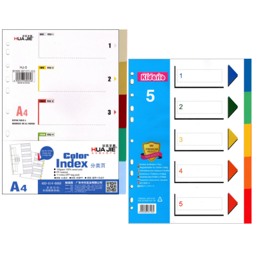 Index Divider A4 (PP) 5 Colour HJ-5 / KID12-5C
