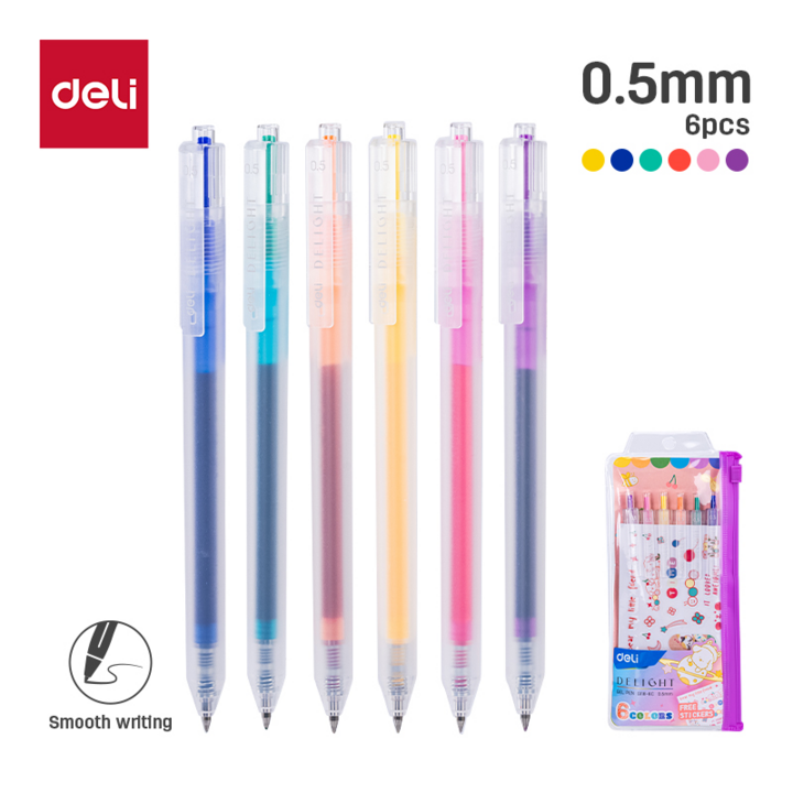 Deli Delight Color Gel Pen 0.5mm 6's