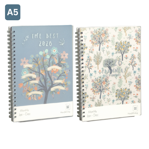 Masterprint A5 Wire O Floral Monthly View Planner + Notes - PNF-A5-X