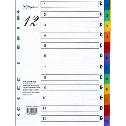 YIJIAN PP Index Divider A4 Number