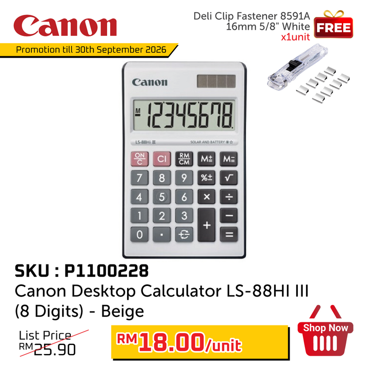 Promo@Canon Desktop Calculator LS-88HI III (8 Digits)