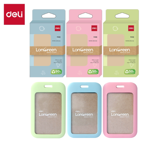 Deli LonGreen Name Badge Asst Colours 54*86mm F410