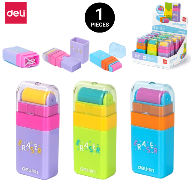 Deli PVC Eraser Asst Colours 60x26x16mm VP154